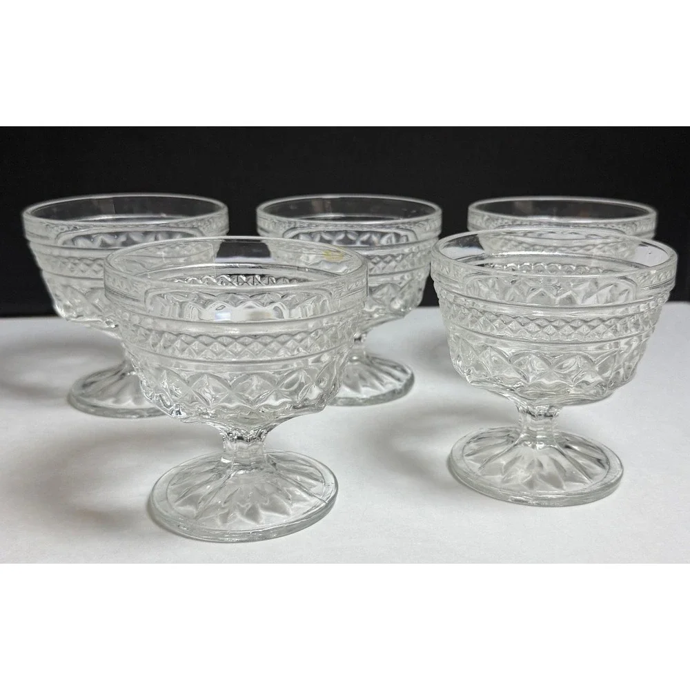 5 VTG Anchor Hocking Wexford Champagne/ Tall Sherbet Glass MCM Retro